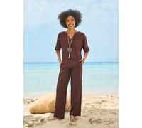 Hosenanzug HEINE, Damen, Gr. 40, Normalgrößen, braun (schoko), 55% Leinen, 45% Viskose, Anzüge Hosenanzug (59029004-40) schoko
