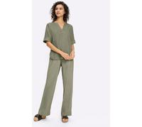 Hosenanzug HEINE, Damen, Gr. 42, Normalgrößen, khaki, 55% Leinen, 45% Viskose, Anzüge Hosenanzug (12513324-42) khaki