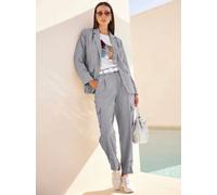 Hosenanzug HEINE, Damen, Gr. 50, Normalgrößen, grau (steingrau, meliert), 63% Polyester, 33% Viskose, 4% Elasthan, Anzüge Hosenanzug (34029512-50) steingrau, meliert
