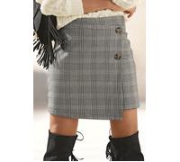 Hosenrock BUFFALO Gr. 42, braun (braun kariert) Damen Röcke Miniröcke in Wickeloptik mit Karomuster Bestseller (41359027-42)