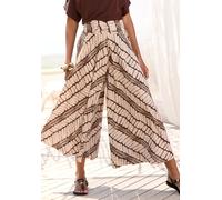 Hosenrock LASCANA, Damen, Gr. 36, beige, braun bedruckt, Web, Obermaterial: 100% Polyester, bedruckt, figurumspielend knöchelfrei, Röcke, mit Alloverdruck, Culotte, extraweites Bein (95809233-36) beig