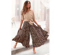 Hosenrock LASCANA, Damen, Gr. 38, braun (braun, bedruckt), Web, Obermaterial: 100% Polyester, bedruckt, figurumspielend knöchelfrei, Röcke, aus glatter Ware, Culotte, extraweites Bein (49183951-38) br