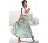 Hosenrock LASCANA, Damen, Gr. 38, bunt (mint, gelb, blau bedruckt), Web, Obermaterial: 100% Polyester, bedruckt, figurumspielend knöchelfrei, Röcke, aus glatter Ware, Culotte, extraweites Bein (348705