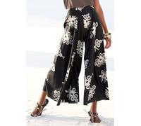 Hosenrock LASCANA, Damen, Gr. 38, schwarz (schwarz, sand bedruckt), Web, Obermaterial: 100% Polyester, bedruckt, figurumspielend knöchelfrei, Röcke, mit Alloverdruck, Culotte, bügelfrei (91453569-38)