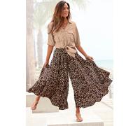 Hosenrock LASCANA, Damen, Gr. 42, braun (braun, bedruckt), Web, Obermaterial: 100% Polyester, bedruckt, figurumspielend knöchelfrei, Röcke, aus glatter Ware, Culotte, extraweites Bein, luftige Sommerh