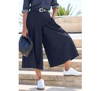 Hosenrock LASCANA, Damen, Gr. 42, navy, Obermaterial: 75% Polyester, 18% Viskose, 7% Elasthan. Taschenbeutel: 100% Polyester, unifarben, figurumspielend ca. Mitte Wade, Röcke, mit Bundfalten, Anzughos