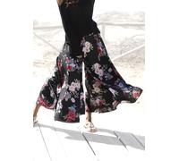 Hosenrock LASCANA, Damen, Gr. 48, schwarz (schwarz, bedruckt), Web, Obermaterial: 100% Polyester, bedruckt, modisch, figurumspielend lang, Röcke, mit Blumenprint, Culotte, extraweites Bein, Topseller