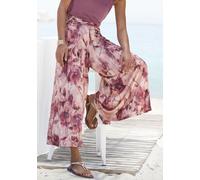 Hosenrock LASCANA "mit extra weitem Bein", Damen, Gr. 34, blau (rosé, bordeaux bedruckt), Jersey, Obermaterial: 100% Viskose, bedruckt, figurumspielend 7/8-Länge, Röcke, mit Blumenprint, Culotte, 7/8-