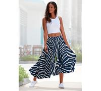 Hosenrock LASCANA "mit extra weitem Bein", Damen, Gr. 38, blau (creme, blau bedruckt), Web, Obermaterial: 100% Polyester, bedruckt, figurumspielend knöchelfrei, Röcke, mit Alloverdruck, Culotte, leich
