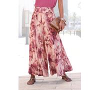 Hosenrock LASCANA "mit extra weitem Bein", Damen, Gr. 38, blau (rosé, bordeaux bedruckt), Jersey, Obermaterial: 100% Viskose, bedruckt, figurumspielend 7/8-Länge, Röcke, mit Blumenprint, Culotte, 7/8-