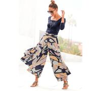 Hosenrock LASCANA "mit extra weitem Bein", Damen, Gr. 42, bunt (bedruckt), Web, Obermaterial: 100% Polyester, bedruckt, figurumspielend knöchelfrei, Röcke, grafischer Druck, Culotte, weites Bein, Somm