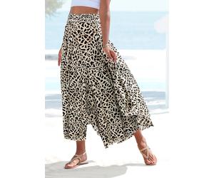Hosenrock LASCANA "mit extra weitem Bein", Damen, Gr. 44, beige (creme, schwarz bedruckt), Web, Obermaterial: 100% Polyester, bedruckt, figurumspielend knöchelfrei, Röcke Hosenrock, grafischer Allover