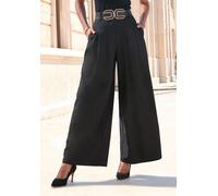 Hosenrock LASCANA, Damen, Gr. 38, schwarz, Web, Obermaterial: 80% Polyester, 18% Viskose, 2% Elasthan. Taschenbeutel: 100% Polyester, unifarben, modisch, figurumspielend bodenlang, Röcke, mit Gürtelsc