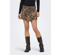 Hosenrock ONLY "ONLMIST-ASK MW FAUX SUEDE LEO SKORT PNT", Damen, Gr. S (36), toasted coconut aop:schwarz leo, Web, Obermaterial: 95% Polyester, 5% Elasthan, animal-print, bedruckt, kurz, Röcke (939172