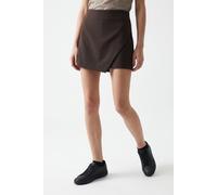 Hosenrock ONLY "ONLMIST-YASMINE WRAP SKORT TLR NOOS", Damen, Gr. 38 (M), chocolate torte, Web, Obermaterial: 72% Polyester, 22% Viskose, 6% Elasthan, unifarben, kurz, Röcke Skort, Materialmix (5093665