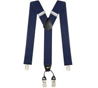 Hosenträger für Herren mit 4 Metall Clips,3,5 cm breit Passform für Damen Herren Einheitsgröße Einstellbar Elastisch Heavy Duty Men Braces X elegantes Accessoire für Hochzeit Büro Marineblau/Schwarz