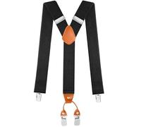 Hosenträger für Herren mit 4 Metall Clips,3,5 cm breit Passform für Damen Herren Einheitsgröße Einstellbar Elastisch Heavy Duty Men Braces X-Form elegantes Accessoire für Hochzeit Büro Schwarz/Orange