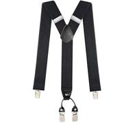 Hosenträger für Herren mit 4 Metall Clips, 3,5 cm breit Passform für Damen Herren Einheitsgröße Einstellbar Elastisch Heavy Duty Men Braces X-Form elegantes Accessoire für Hochzeit Büro Party Schwarz