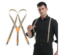 Hosenträger für Herren mit bronzefarbenen Karabinerhaken, Y-Rücken, verstellbare Hosenträger mit Leder