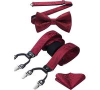 Hosenträger Herren 35mm 6 Clips Y Einheitsgröße Burgund Rot Paisley