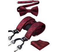 Hosenträger Herren 35mm 6 Clips Y Einheitsgröße Dunkelrot Karierte