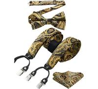 Hosenträger Herren 35mm 6 Clips Y Form Einheitsgröße Gold Paisley