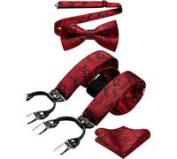 Hosenträger Herren 35mm 6 Clips Y Form Einheitsgröße Rote Blumenmuster
