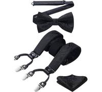 Hosenträger Herren 35mm 6 Clips Y Form Einheitsgröße Schwarz Paisley