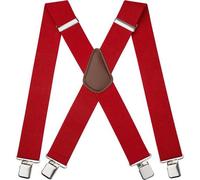 Hosenträger Herren 5cm 4 Metallclips X Form Rot-02 Einheitsgröße