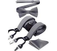 Hosenträger Herren 6 Clips Y Form 130cm Weib & Schwarz Einheitsgröße