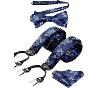 Hosenträger Herren 6 Clips Y Form Einheitsgröße Blaue Blumenmuster