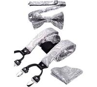 Hosenträger Herren 6 Clips Y Form Einheitsgröße Silber Grau Paisley