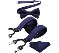 Hosenträger Herren 6 Clips Y Form Fliege A3 Marineblau Einheitsgröße