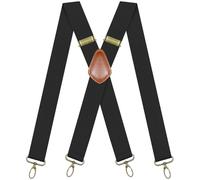 Hosenträger Herren Breit 3.5cm mit karabinerhaken X-förm fur Jeans Schwarz