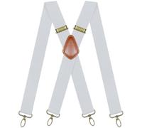 Hosenträger Herren Breit 3.5cm mit karabinerhaken X-förm fur Jeans Weiß