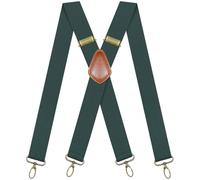 Hosenträger Herren Breit 3.5cm mit karabinerhaken X-förm Jeans Dunkelgrün