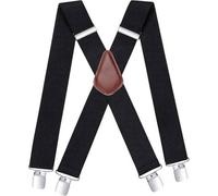 Hosenträger Herren Damen 5cm X Form 4 Metallclip Schwarz Einheitsgröße