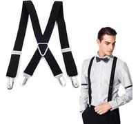 Hosenträger Herren, Schwarze Hosenträgers Herren Schmal 2,5 Cm, Hosenträgers Schwarz mit 4 Metallclips,Einheitsgröße für Männer und Damen, X Style für Hochzeiten, Partys, Arbeit