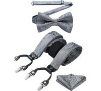 Hosenträger Herren Y Form 6 Clips Fliege Einheitsgröße Grau Paisley