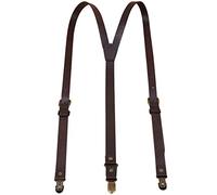 Hosenträger, Hosenträger aus echtem Leder for Männer, Y-Rücken, verstellbare Leder-Herren-Hosenträger, personalisierte Trauzeugen (Color : Deep Brown)