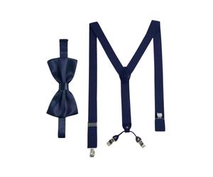 Hosenträger MASSI MORINO "Massi Morino Hosenträger-Set", Herren, Gr. 1, blau (dunkelblau), Obermaterial: 100% Polyester PES., Hosenträger, mit Fliege (75853648-1) dunkelblau