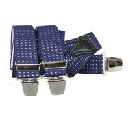 Hosenträger mit 3 extra starken Clips gepunktet marine