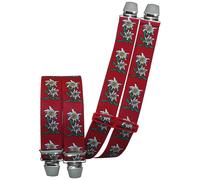 Hosenträger mit 4 extra starken Clips Edelweiß 6 Farben! rot