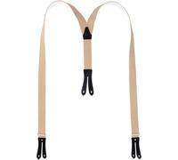 Hosenträger mit Knopfloch aus echten Lederpatten 11 Farben zur Wahl beige, 130 cm