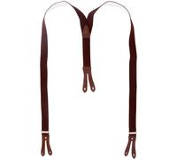 Hosenträger mit Knopfloch aus echten Lederpatten 11 Farben zur Wahl dunkelbraun, 130 cm