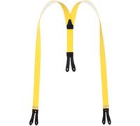 Hosenträger mit Knopfloch aus echten Lederpatten 11 Farben zur Wahl gelb, 130 cm