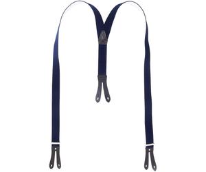 Hosenträger mit Knopfloch aus echten Lederpatten 11 Farben zur Wahl marine, 120 cm
