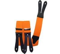 Hosenträger mit Knopfloch aus echten Lederpatten 11 Farben zur Wahl neonorange, 120 cm