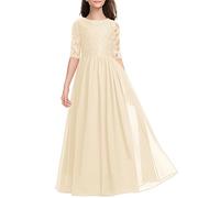 HOSIKA Blumenmädchenkleid, elegant, Spitze, Geburtstag, Hochzeit, Party, Maxikleid