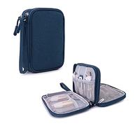 Hosoncovy Double Layer 2,5-Zoll-Festplattentasche Tragetasche Reisetasche Festplatten-Aufbewahrungstasche USB-Flash-Laufwerk-Organizer-Tasche (Blau)